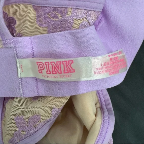 PINK Victoria's Secret Lace Triangle Bralette in Pink and Gold - Picture 5 of 8